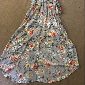 Striped floral high low dress